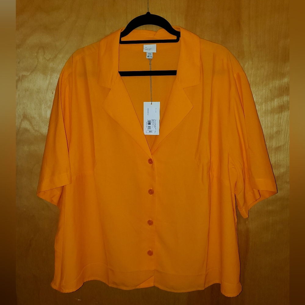 Orange Button Down Blouse